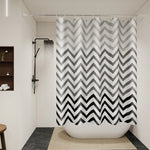 rideau douche moderne zigzag noir blanc eva relief anneau métallique 80x180cm