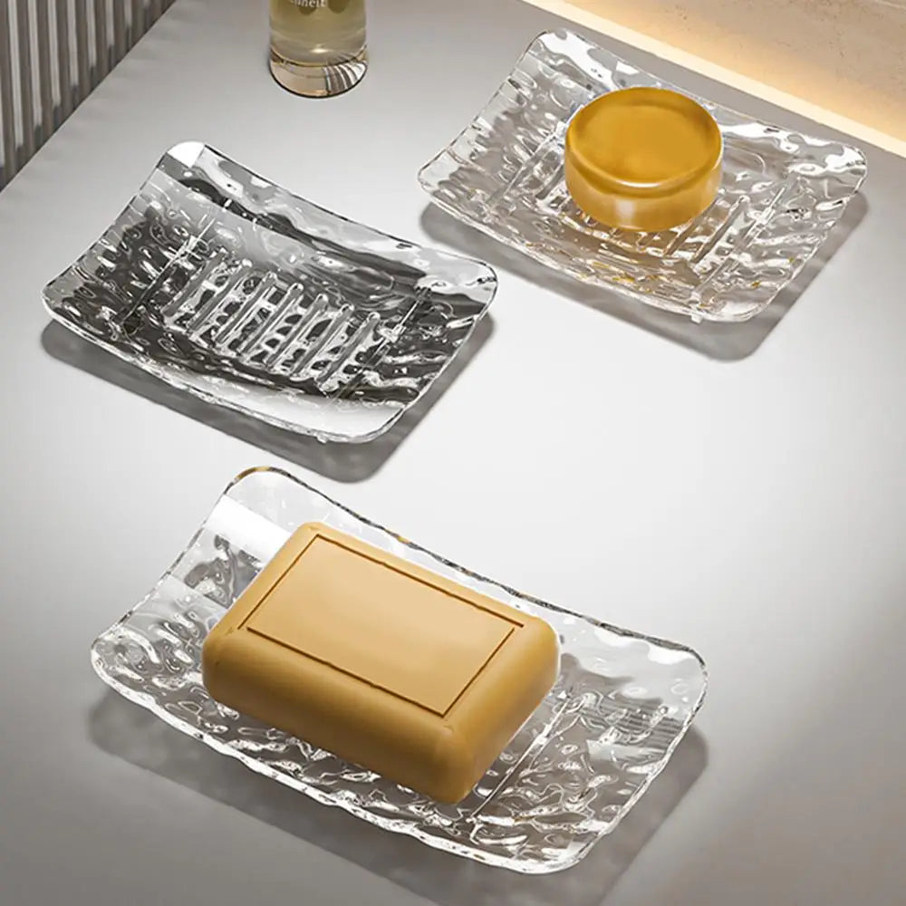 support savon transparent texturé moderne savon blanc savon beige savon jaune rangement salle bains