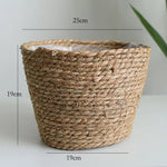 panier pliable osier tissé motifs réguliers poignées cuir naturel rustique jardin