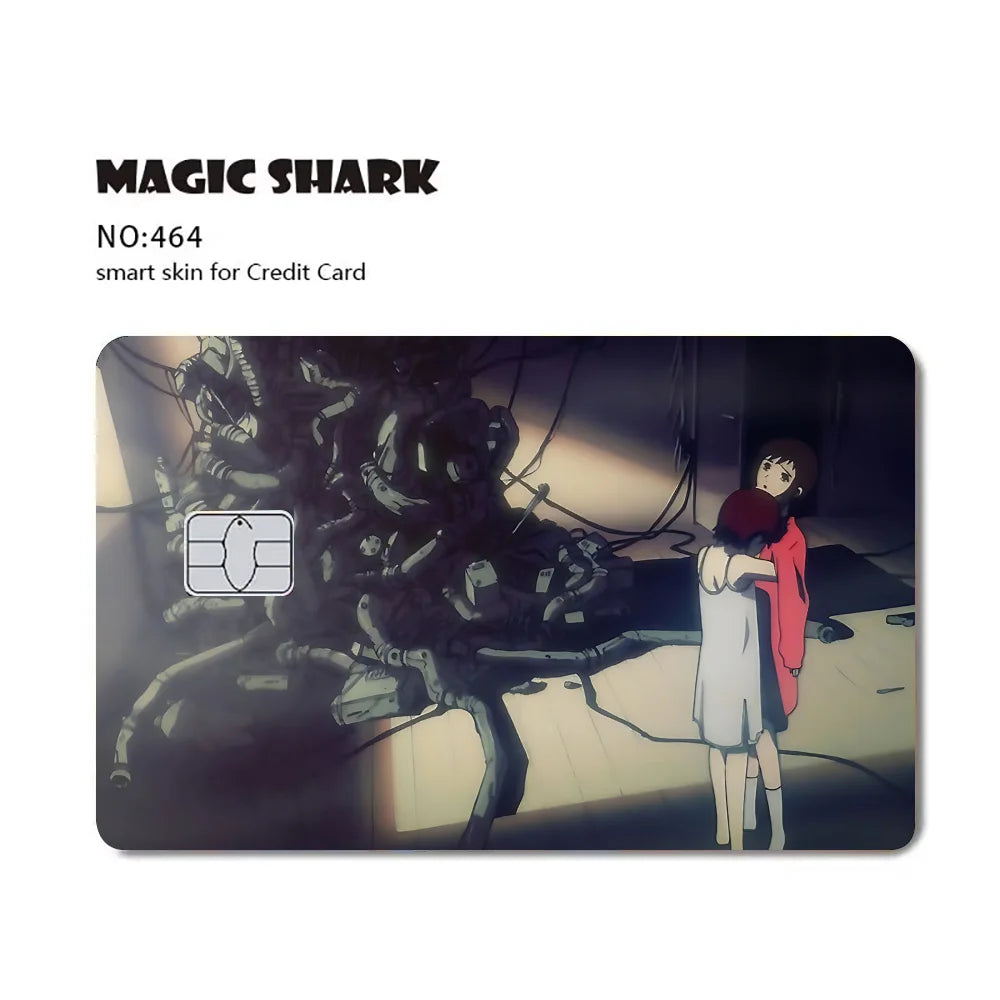 cartes crédit personnalisables dessin animé serial experiments lain stickers adhésifs multicolores opaques illustration américaine