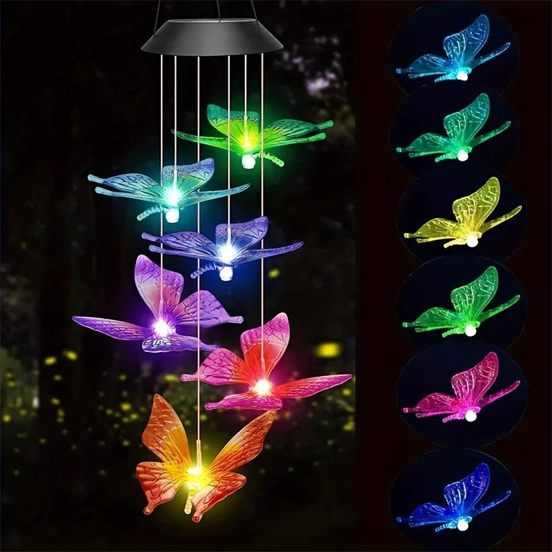 lampe solaire vent papillons oiseaux couleur changeante moderne décorative auto arrêts extérieure translucide