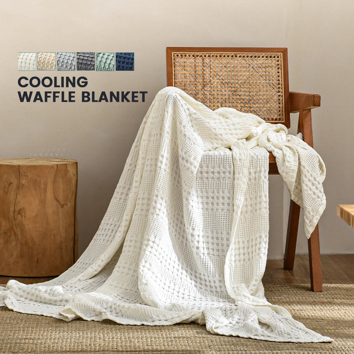 couverture d'été coton bambou solide blanc texture relief moderne