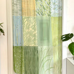 rideau semi transparent vert motif végétal aquarelle fenêtre intérieur décoration artistique nature