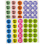 étiquettes réduction autocollantes circulaires pourcentage moderne variées opacité packaging commercialiaux