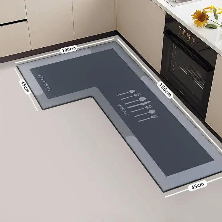 tapis sol moderne gris marbré adhésif salon super absorbant long rectangle