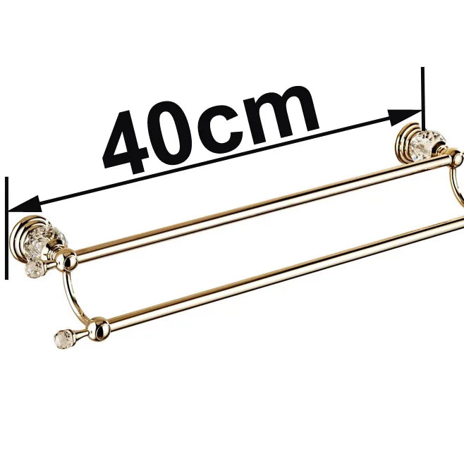 porte serviettes mural or cristal rondelles classique vis invisibles double barres 615mm