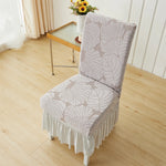housse chaise moderne imprimé feuilles élastique décoration salon salle manger maison