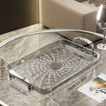 plateau service moderne argenté texture diamant 3d poignées nourriture rangement cuisine organizer transparent élégant
