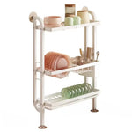 étagère murale moderne niveaux acier inoxydable blanc assiettes verres cuillères rangement serviettes