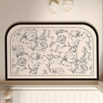 tapis bain absorbant rapide séchage floral motif nuage ovale caoutchouc beige noir