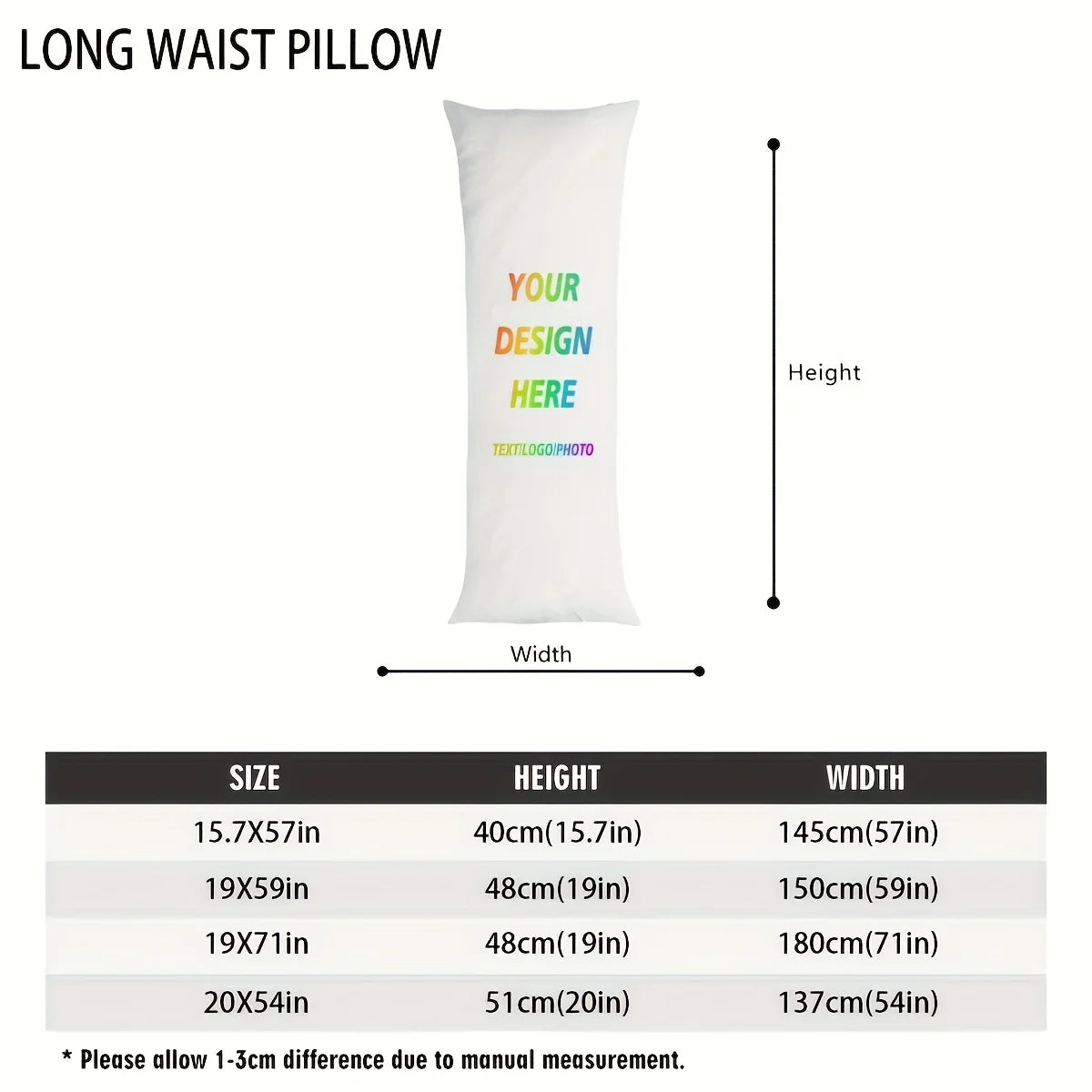 coussin long personnalisable photo personnelle moderne blanc bleu marron beigeversible 50x137cm 50x75cm 50x92cm