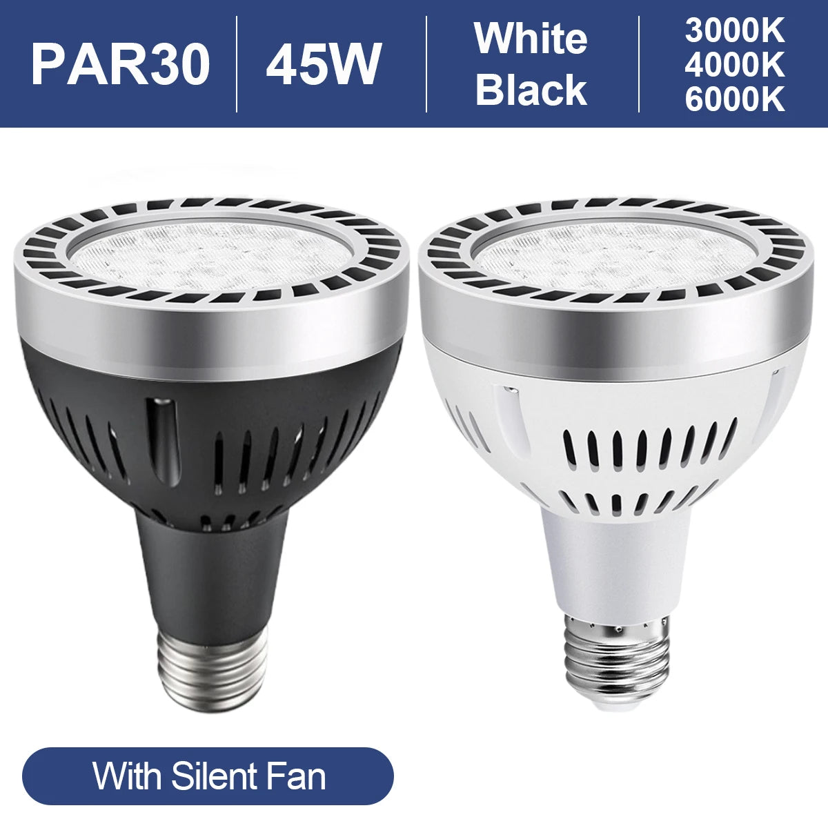 projecteur led par30 ampoule e27 haut flux lumineux moderne salon boutique blanc noir