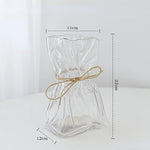 vase verre transparent moderne ruban jute pot fleur terrarium décoration table hydroponique artisanat
