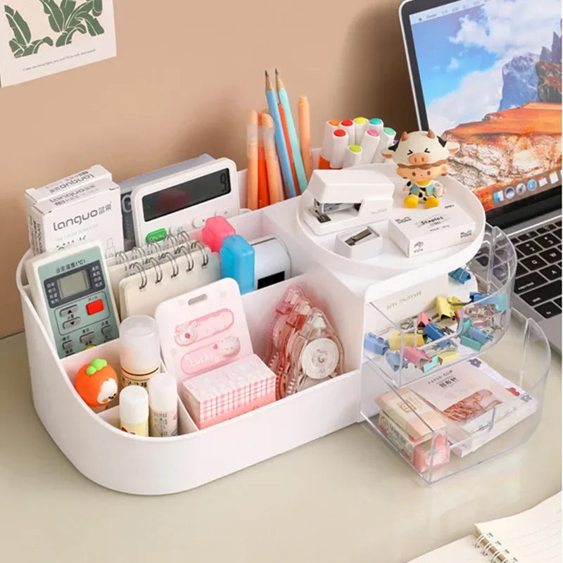 organisateur maquillage transparent moderne blanc rangement cosmétique tiroirs flacons brosse étiquettes