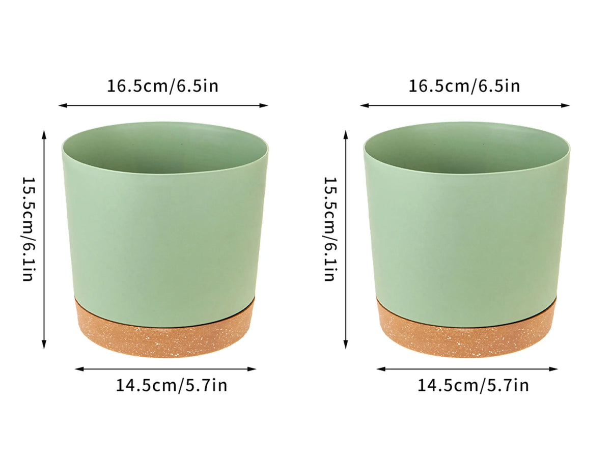 pots fleurs plastique modernes vert clair foncé gris drainage balcon jardin 165cm 145cm 25cm
