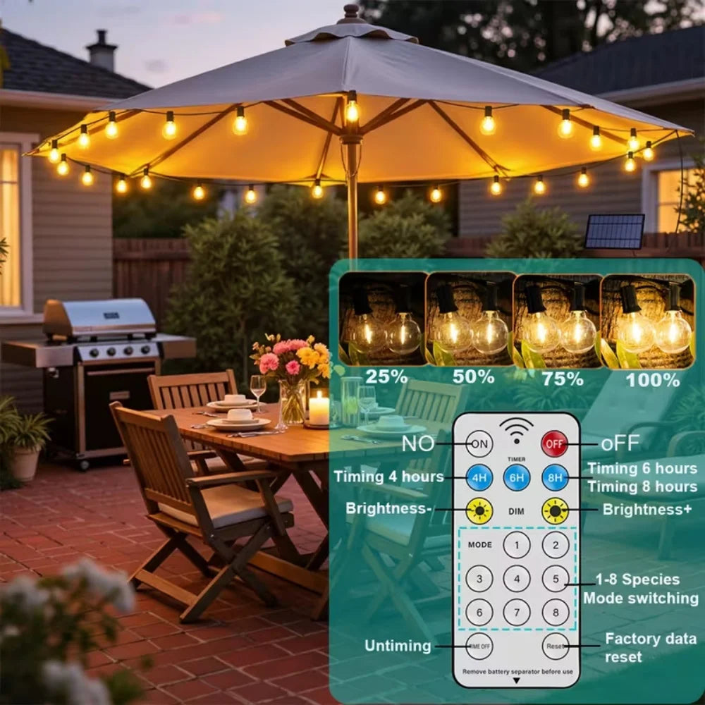 guirlandes lumineuses solaires modes éclairage télécommande étanches patio jardin balcon