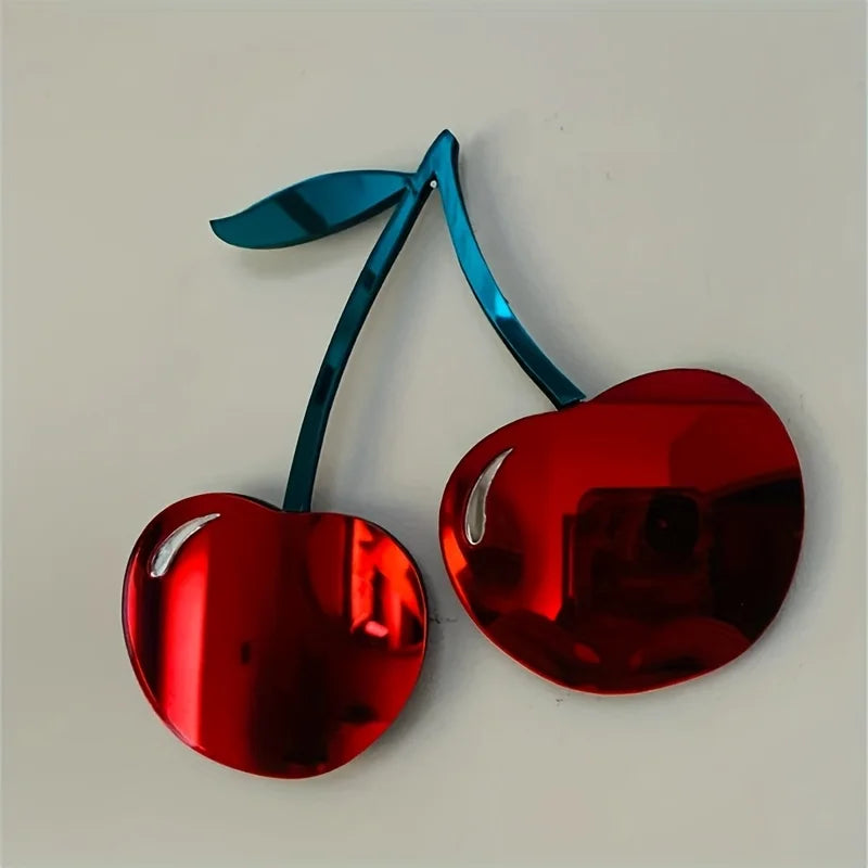 miroir mural moderne cerises rouges bleues brillant adhésif chambre salon salle bain