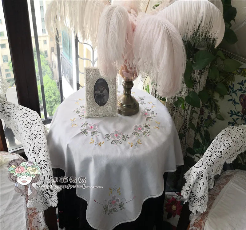 serviette table brodée florale blanc classique réutilisable maison fêtes noces
