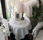 serviette table brodée florale blanc classique réutilisable maison fêtes noces
