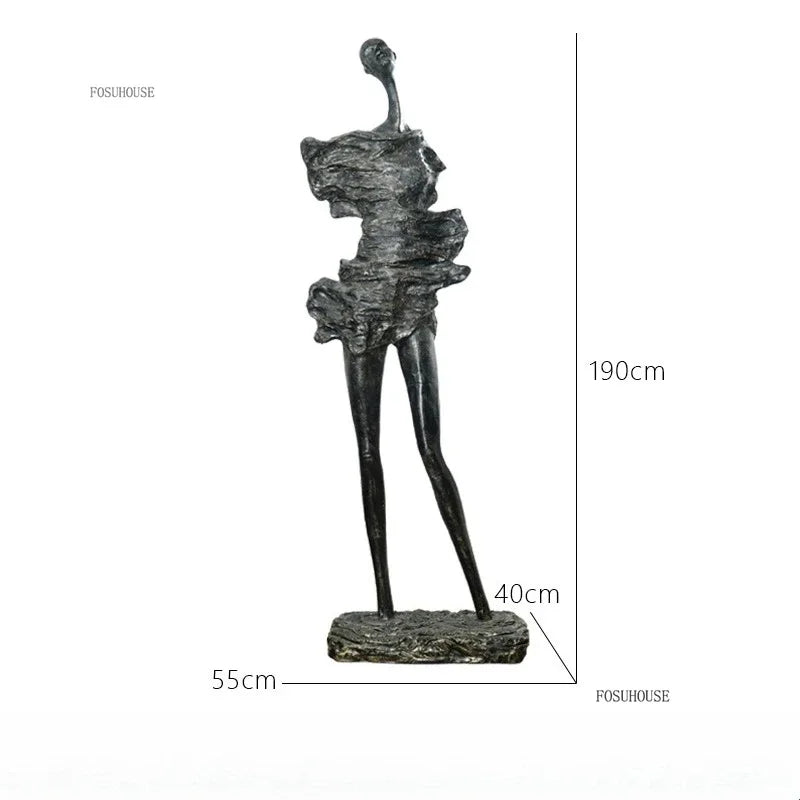 sculptures humaines modernes texture rugueuse noir gris beigeclair abstrait minimalisteDecorationIntérieureSculptureFigurinesHumainesStylisées