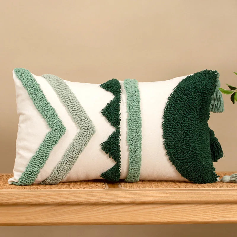 housse coussin bohème géométrique franges polyester 45x45cm 30x50cm décoration salon chambre voiture