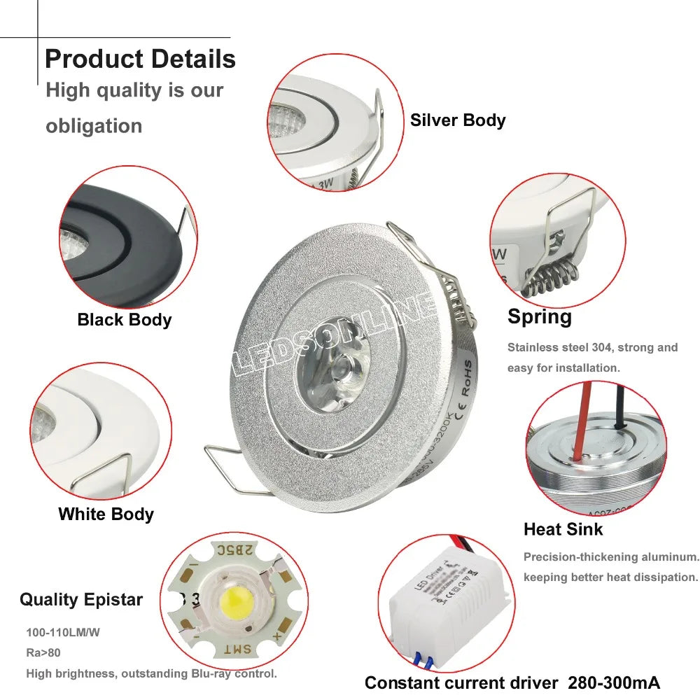 spots led argentés gravés modernes clips câbles 4000k 6000k 3000k 60lm 249lm chambre coucher