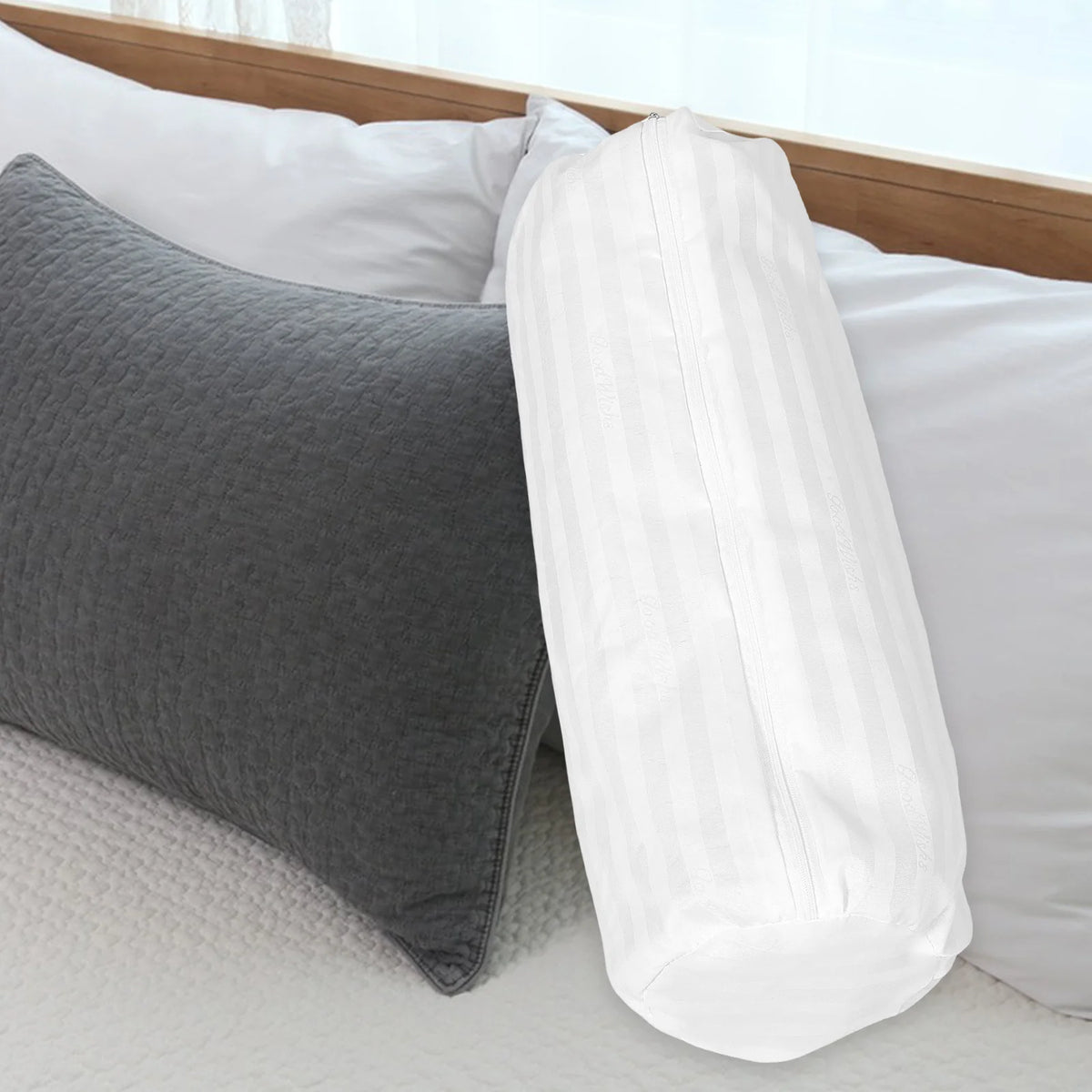 coussin rond gris quadrillé moderne couverture oreiller cou décontracté support couverture zippée 50x15cm