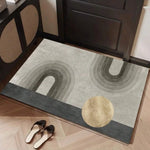tapis sol moderne rayures concentriques beige gris noir antidérapant résistant