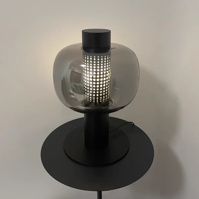lampe table moderne ambre gris perforations circulaires transparente led 11w 15w chambre salon