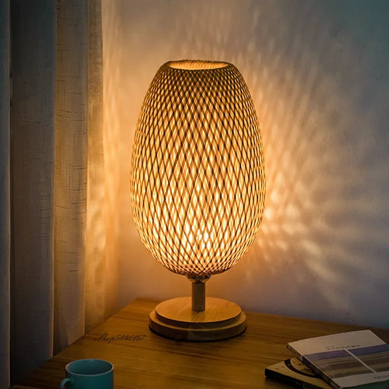 Lampe de chevet en bambou jaune
