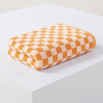 serviettes bain coton carreaux violet orange vert gris rapide moderne