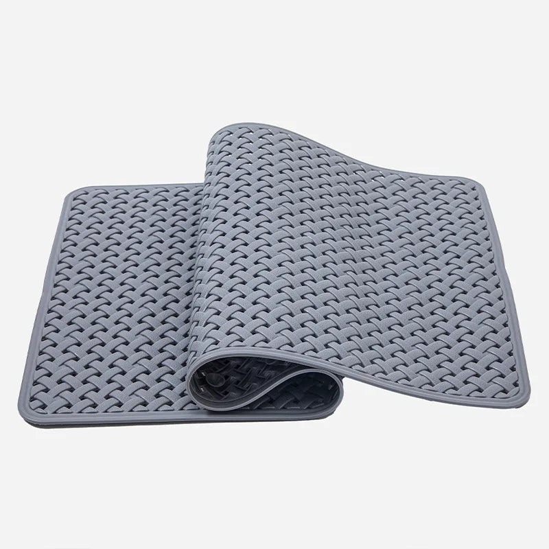 tapis bain tressé gris clair antidérapant ventouses lavable machine moderne minimaliste