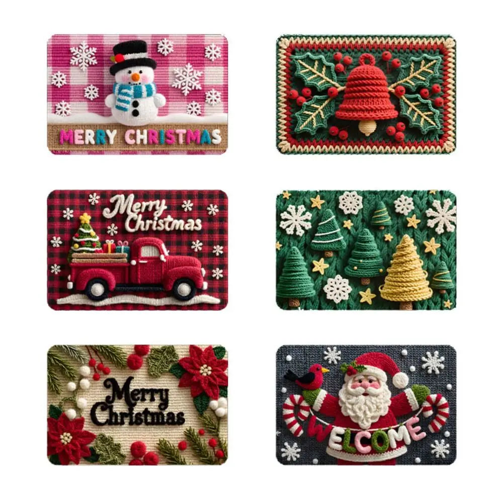 tapis sol noël motifs décoration rouge vert blanc antidérapant festive classique bienvenue merrychristmas