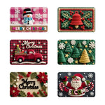 tapis sol noël motifs décoration rouge vert blanc antidérapant festive classique bienvenue merrychristmas