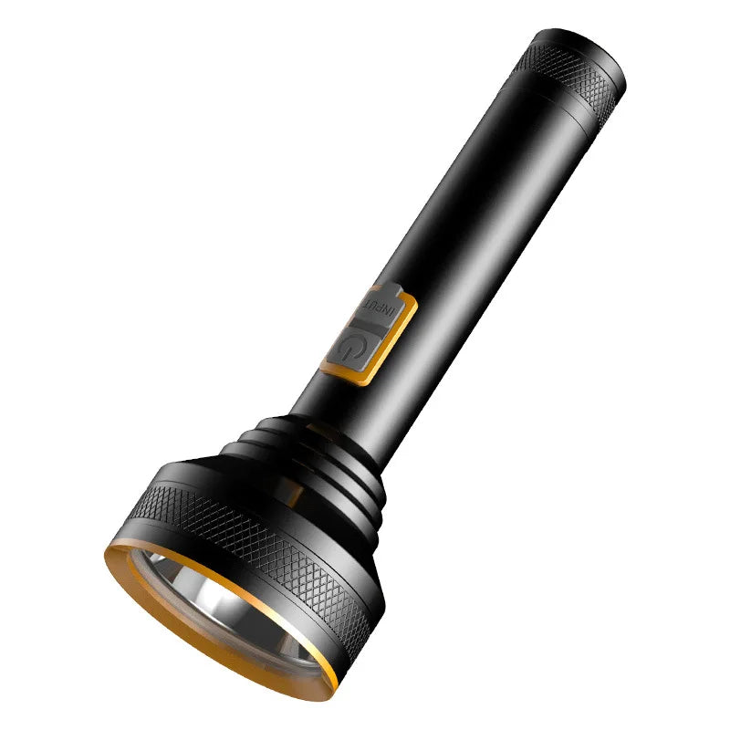 lampe poche rechargeable led noir jaune éclairage extérieur 100 200mètres variateur modes industrielle robusteOutdoor