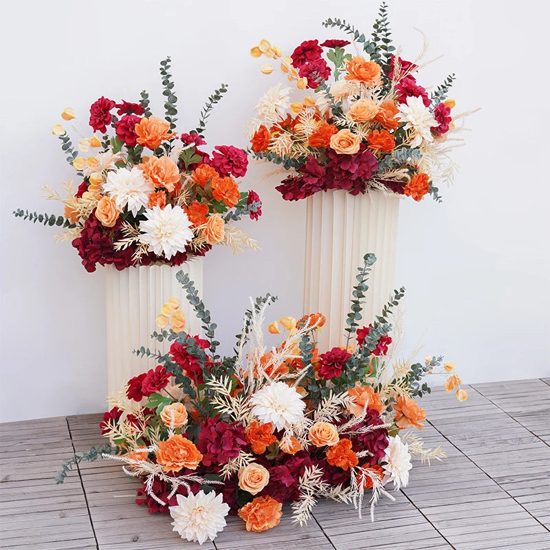 décoration événement florale mariage arches guirlandes vases feuilles épis blé