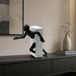 sculpture résine moderne homme mouvement noir blanc minimaliste intérieur contemporain decoration
