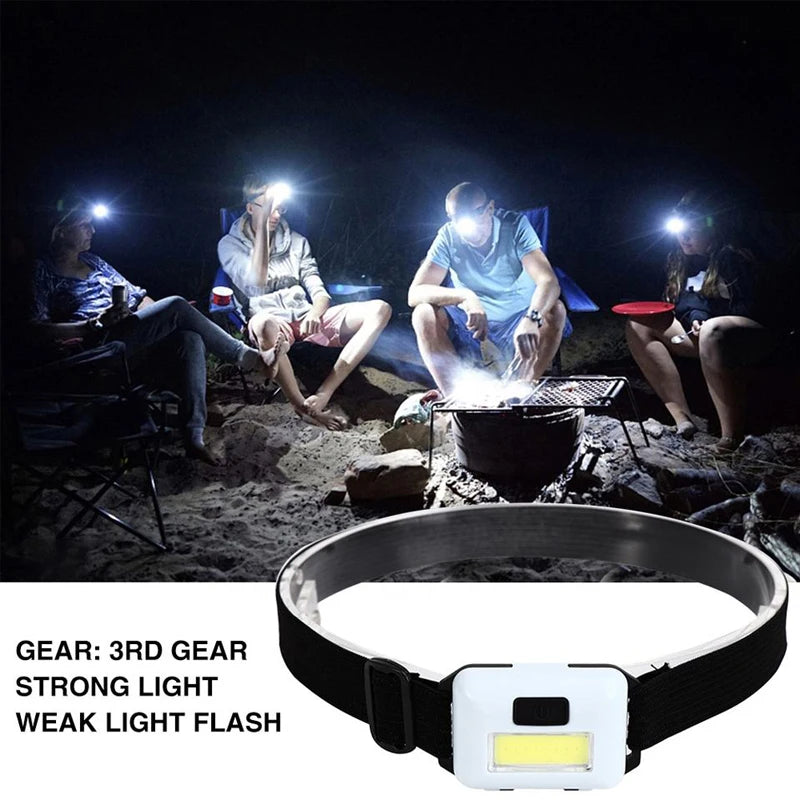 lampe frontale led cob modes étanche noir bleu rouge flash camping