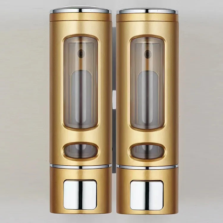 distributeur savon liquide noir or blanc moderne fixation murale bouton pression fenêtre niveau liquide