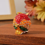 boîte bijoux oiseau strass bleu rouge vert or artisanal deco 3.5cm 3.5cm