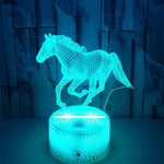 lampe led 3d effet illusion cheval veilleuse diy blanc réseau lignes noires moderne base