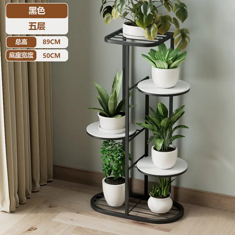 étagère métal multi niveaux plantes moderne extérieur intérieur or noir blanc