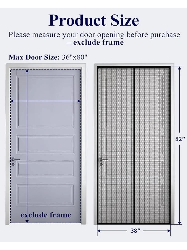 rideau magnétique anti insectes porte noir maille fine moderne adhésif 36x80 cm