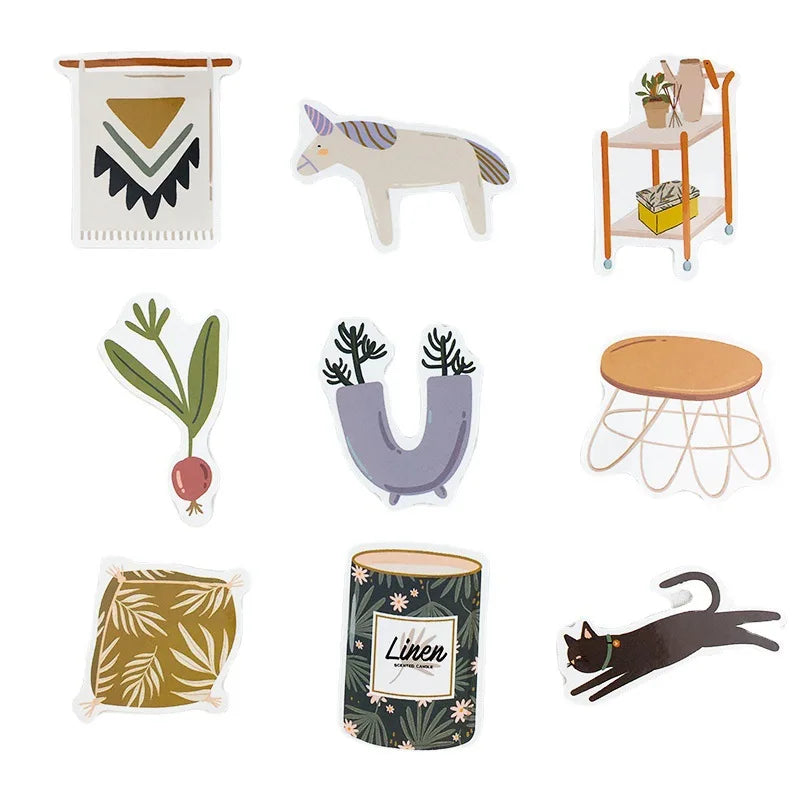 stickers decoratifs maison nordique feuilles plantes animaux geometriques pvc impermeable 14ansplus 10pc 30pc 50pc
