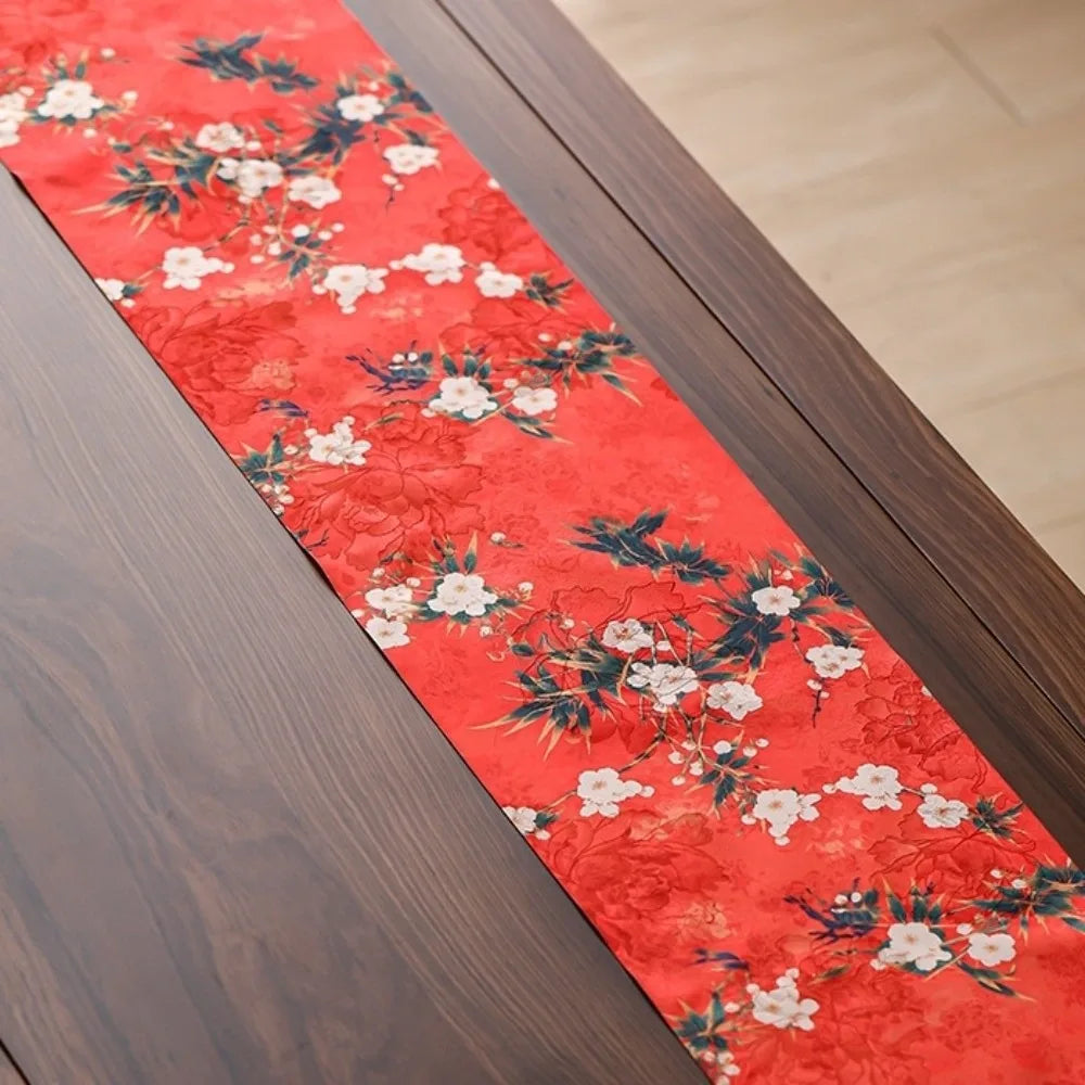 nappes décoratives motifs floraux asiatiques opaques vert rouge bleu marron vert olive