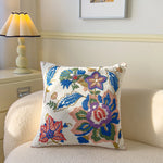 taies d'oreiller brodées motifs floraux coton polyester 45x45cm couleurs variées décoration intérieure coussins décoratifs