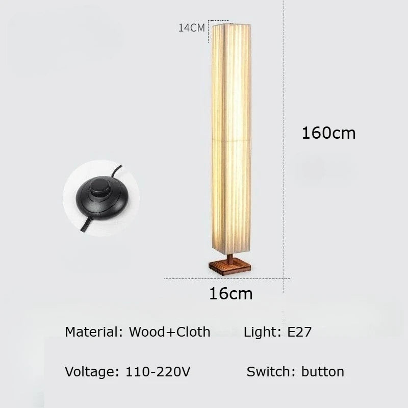 lampe sol led moderne tricot rayures horizontales blanc beige base bois