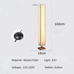 lampe sol led moderne tricot rayures horizontales blanc beige base bois