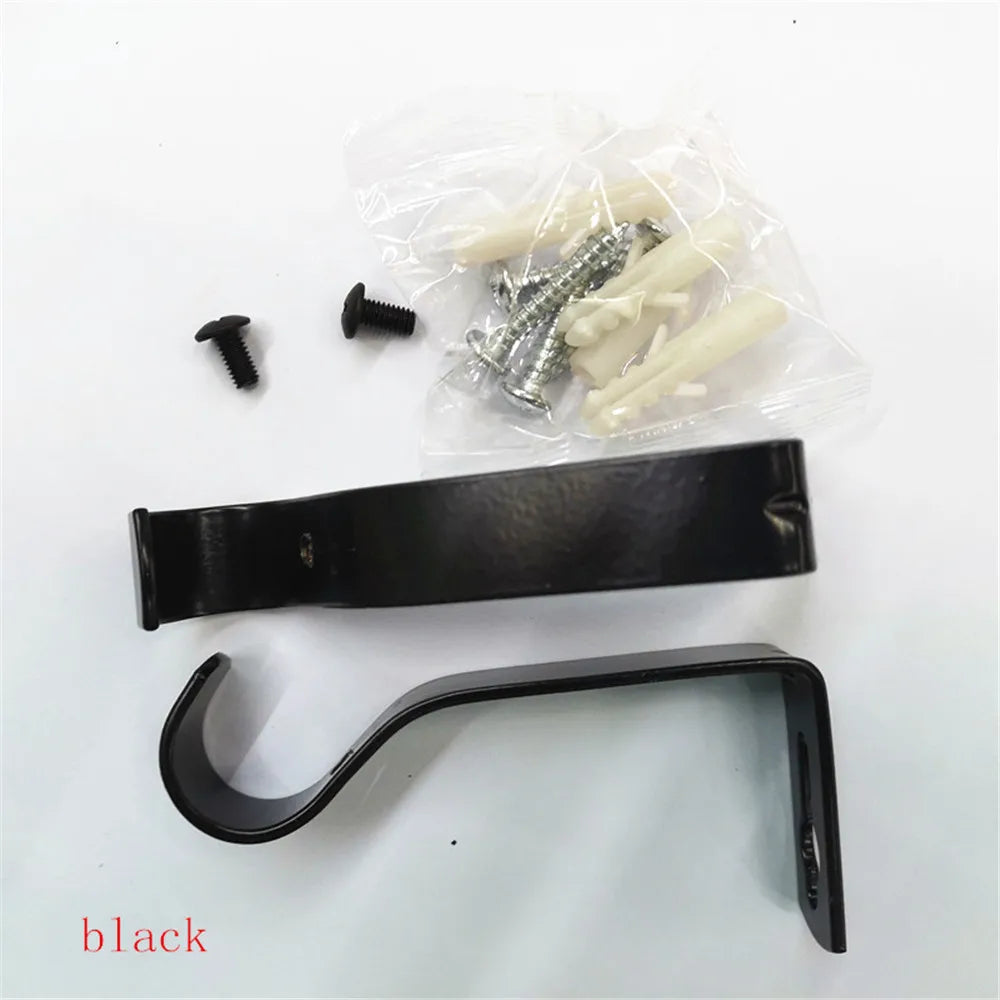 rideau barre noir moderne clips vis écrous support tringle robuste métal
