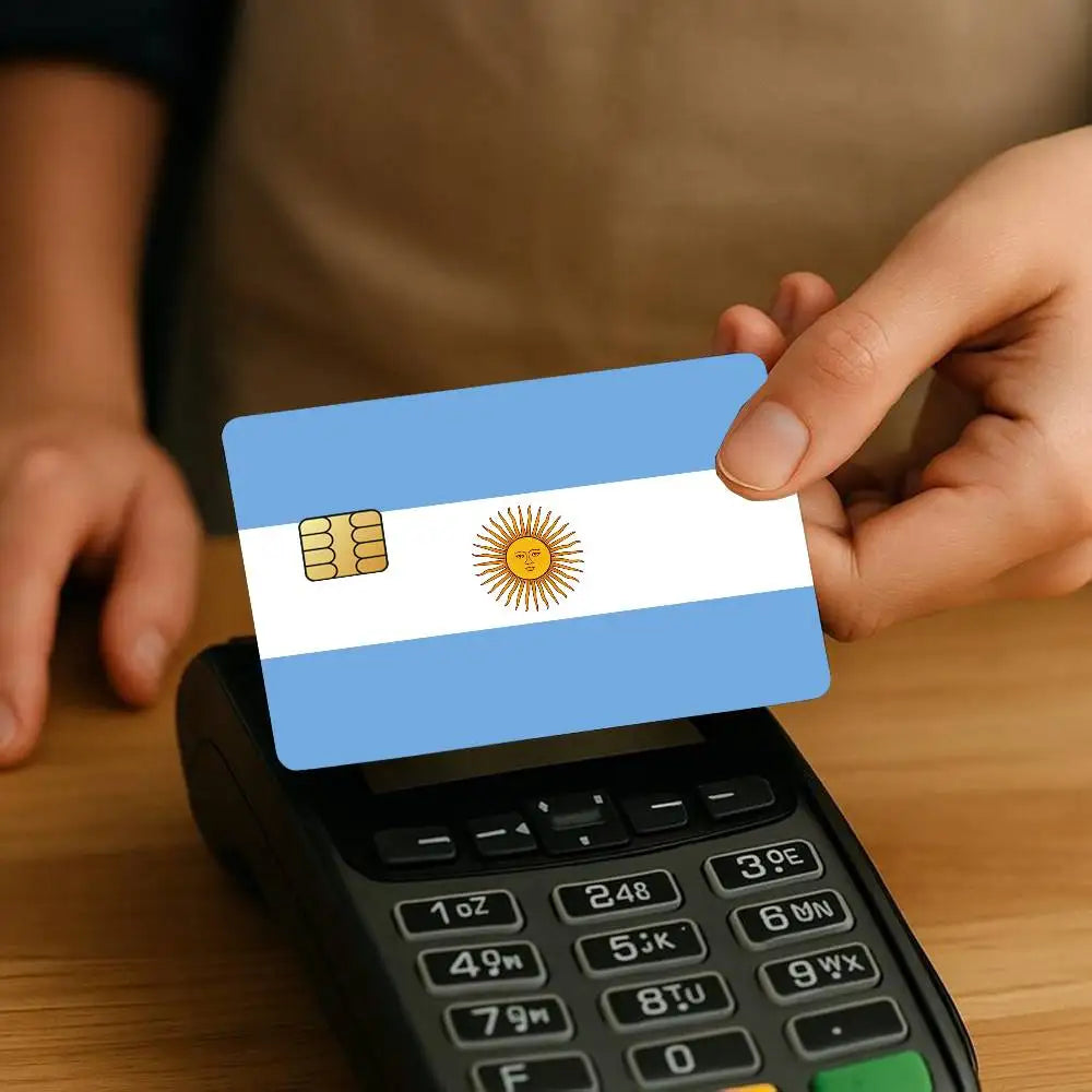 autocollants adhésifs drapeau argentin soleil doré carte crédit bleu blanc anti rayures pièces opaques
